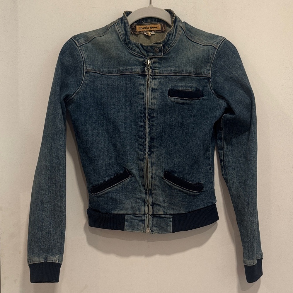 Bebe Small Blue Denim Jacket with Dark Blue Accents